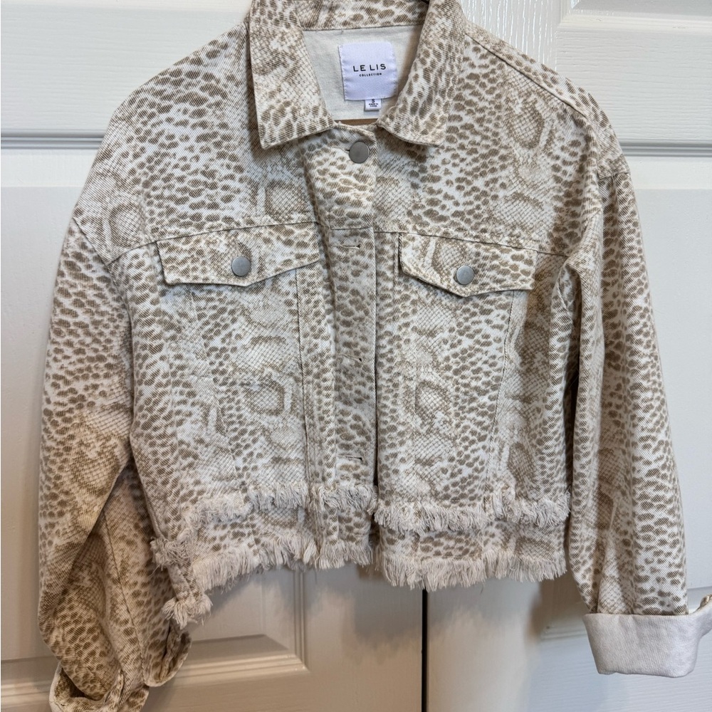 Animal print neutral denim jacket. Bought from a boutique, size S
